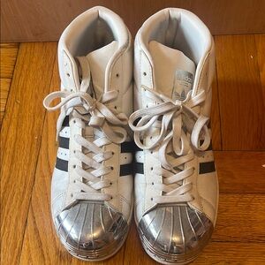 Adidas HighTop Sneakers with Metallic Silver Toe
